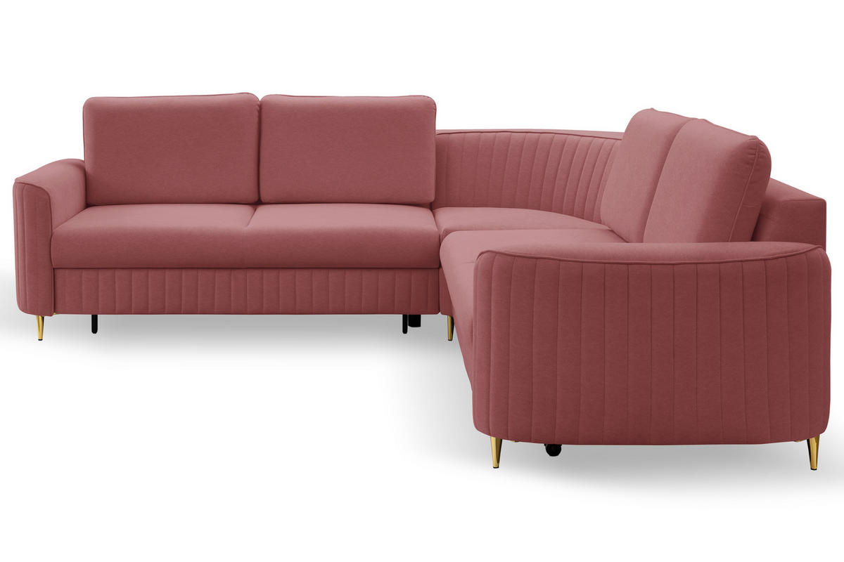ECKSOFA LAREN, modernes Schlafsofa mit Stauraum, Plastikfüße, L-förmig, lose Rückenkissen freistehend, LINKS 251x252x85 cm Bordeaux - Bordeaux, Holz/Textil (251/252cm) - DomoHome