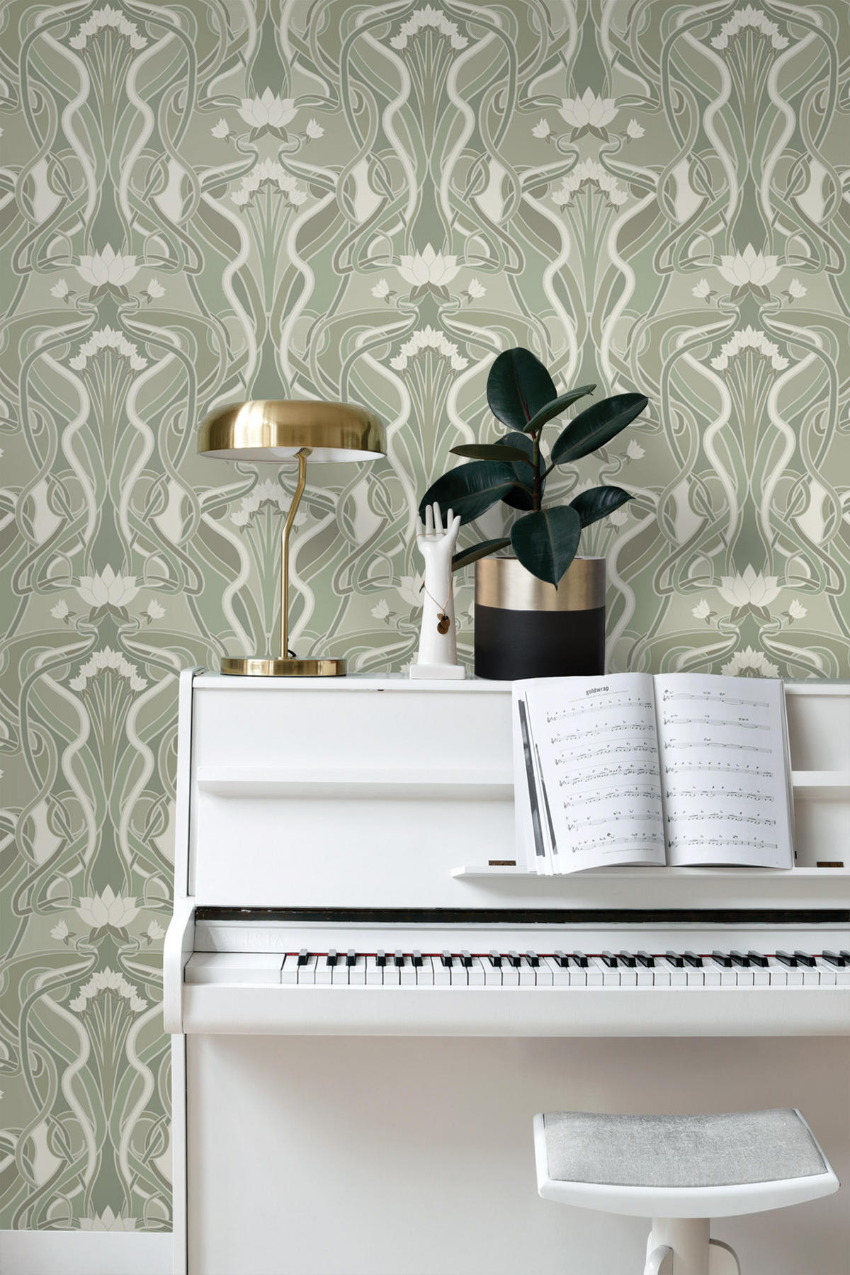 TAPETE Blumenmuster im Jugendstil 50 x 900 cm - Grün, Papier (50/900cm) - ESTAhome