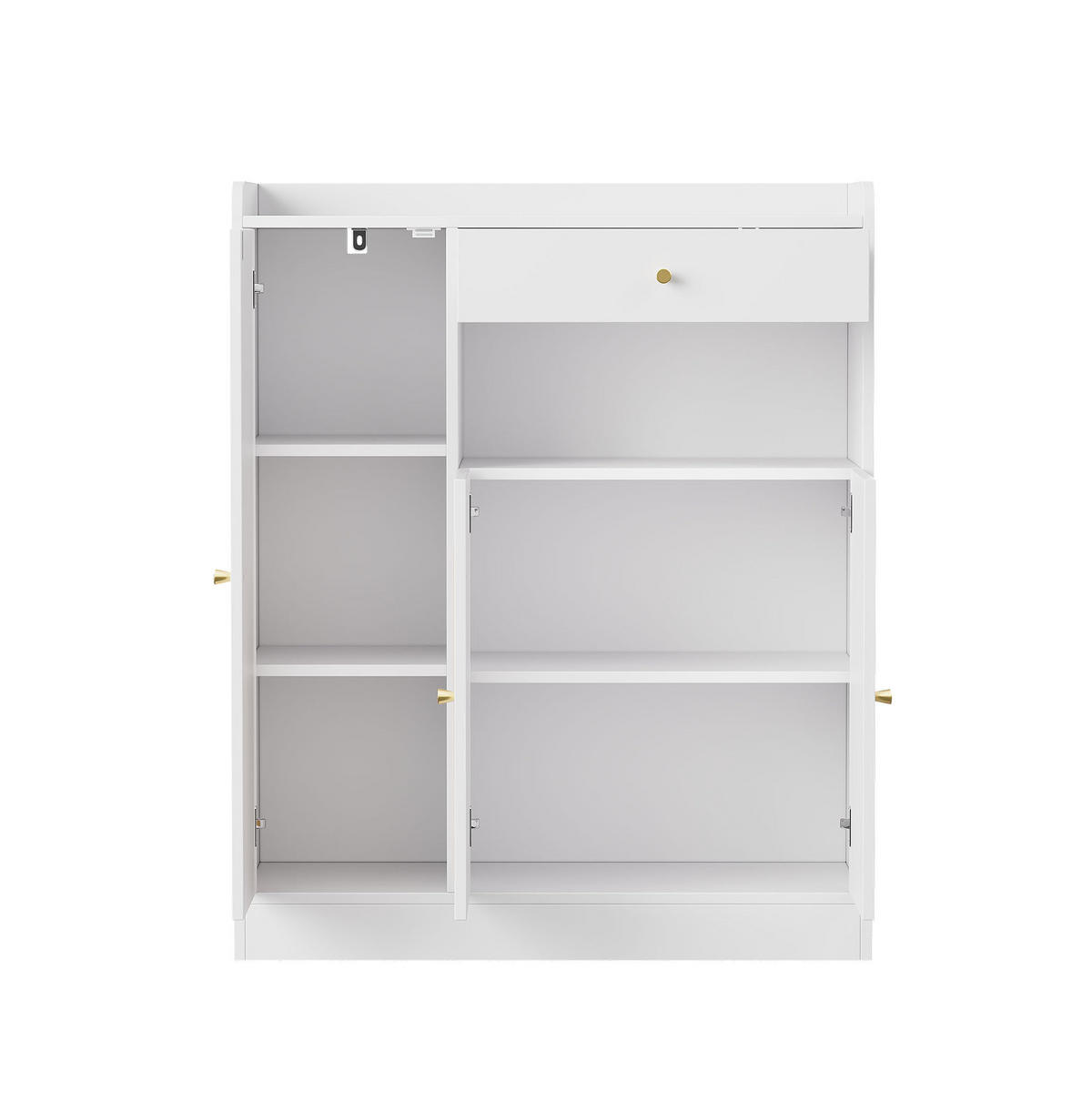 SCHUHSCHRANK mit 3 Türen und Schublade 90 x 35 x 110 cm Weiß/Natur - Weiß, Holz (35/110/90cm) - Beauniv