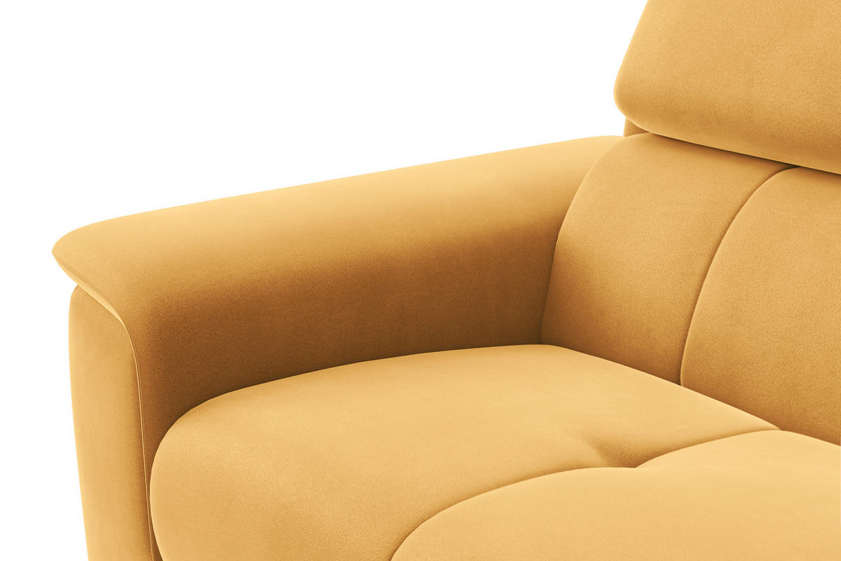 SOFA FIERO 3-Sitzer, Gelber Veloursstoff - Gelb/Schwarz, Holz/Textil (212/82/103cm) - Courtois Laville
