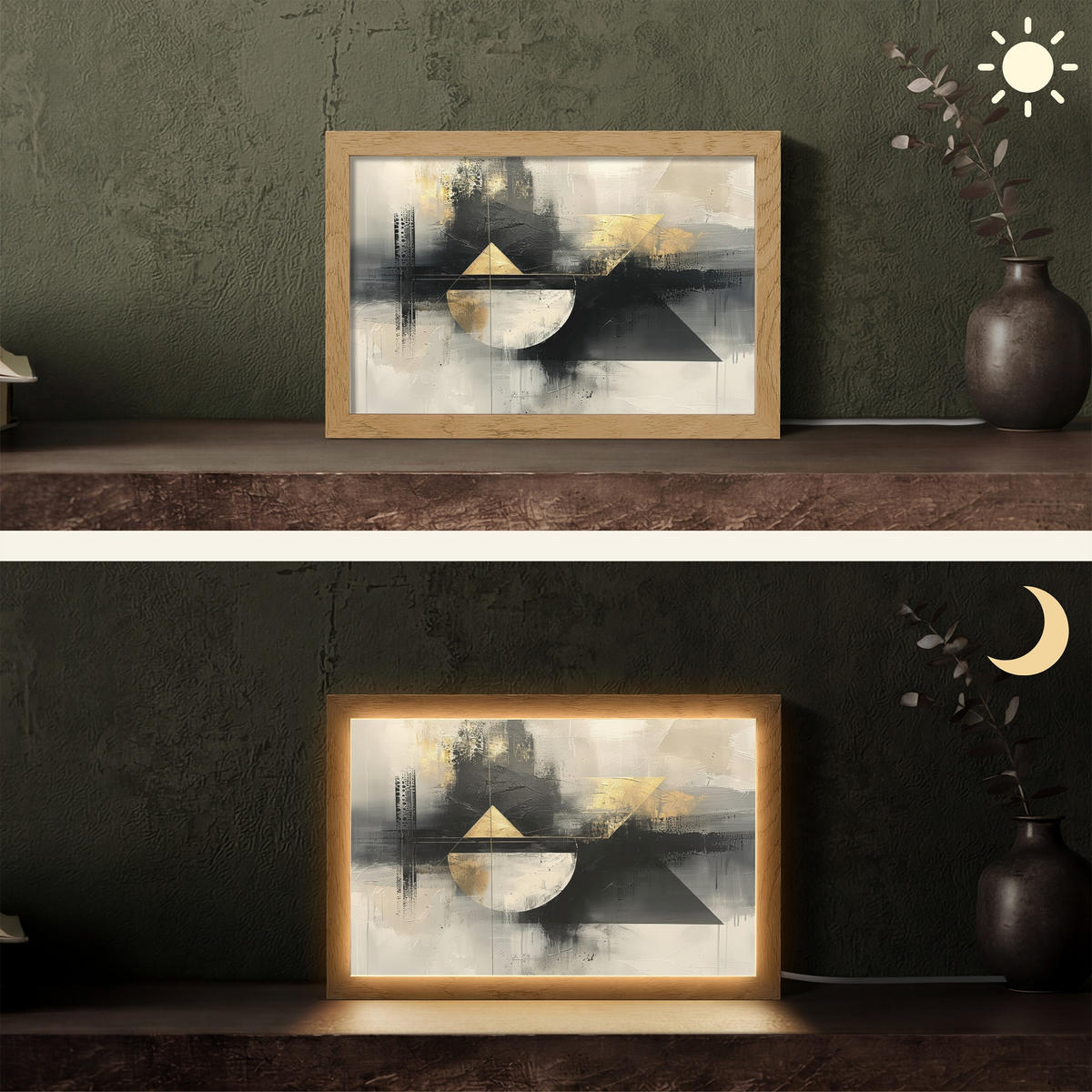 STOLNÍ LAMPA Abstraktní - černá - barva - moderní 30x20 cm - barva břízy, kompozitní dřevo (8/30/20cm) - OnlyWow