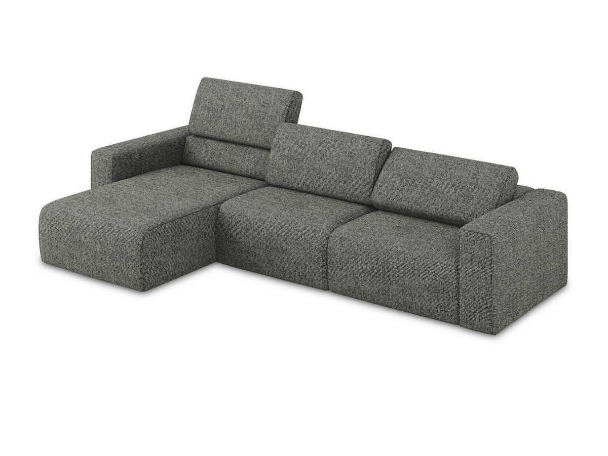 ECKSOFA Links Strukturstoff Stoff Grau - Dunkelgrau/Beige, Kunststoff/Textil (167/314cm) - Makamii