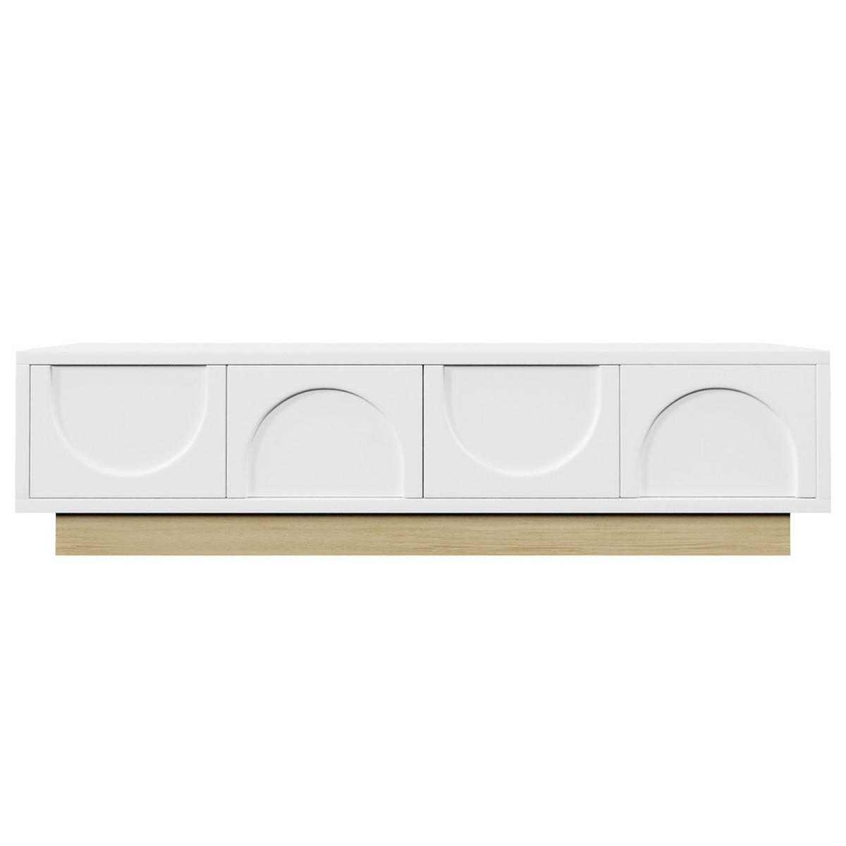 TV-SCHRANK 175cm Modern Weiß Holzmaserung Kurvendesign Stauraum - Weiß, Holz (39.37/21.08/56.9cm) - FLIEKS