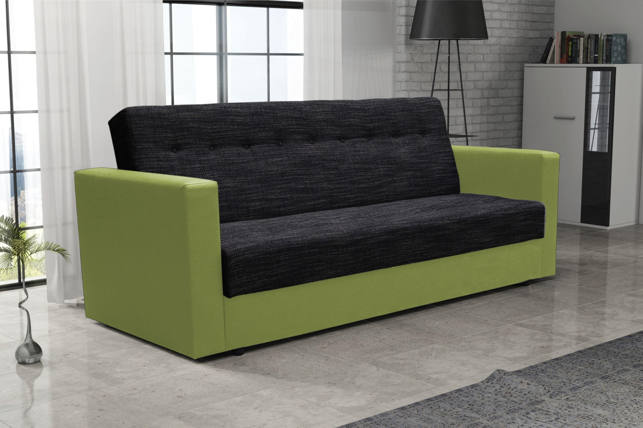 SOFA WIND mit Schlaffunktion KORNET10+SAWANA35 mit Stauraum - Grün, Textil (87/95/216cm) - Bedante