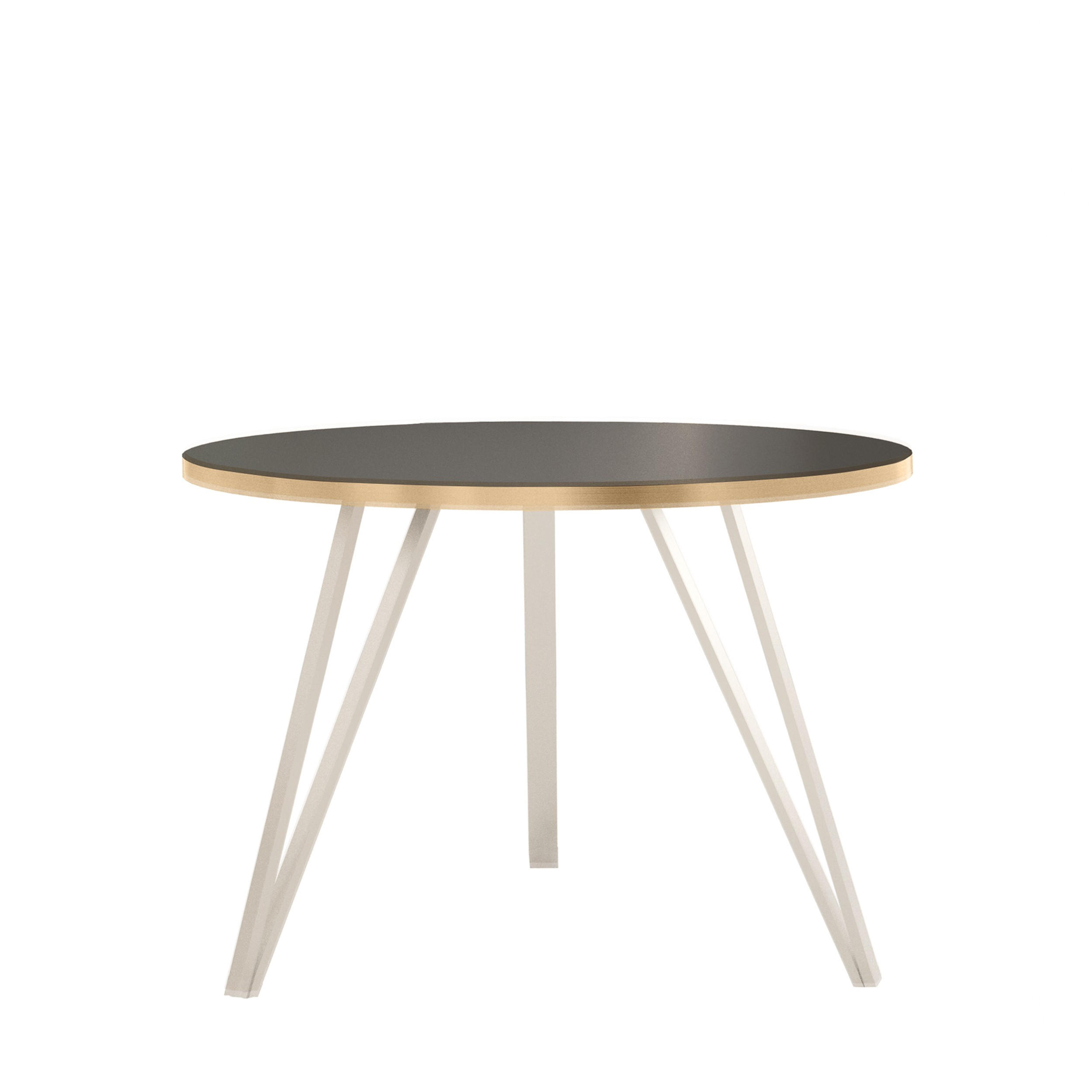 COUCHTISCH Linea Schwarz mit Goldrand, Weiße Beine - Goldfarben/Schwarz, Holzwerkstoff/Metall (67/67/45cm) - Bettso
