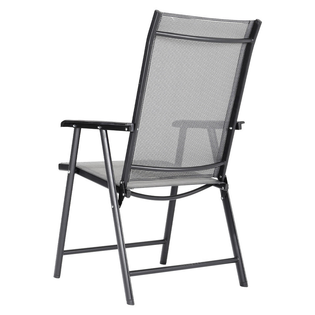 KLAPPSTUHL-SET(2 Sthüle) aus Metall Stoff in Schwarz für Balkon Garten oder Terrasse draußen - Schwarz, Metall (59/95/66cm) - Livingandhome