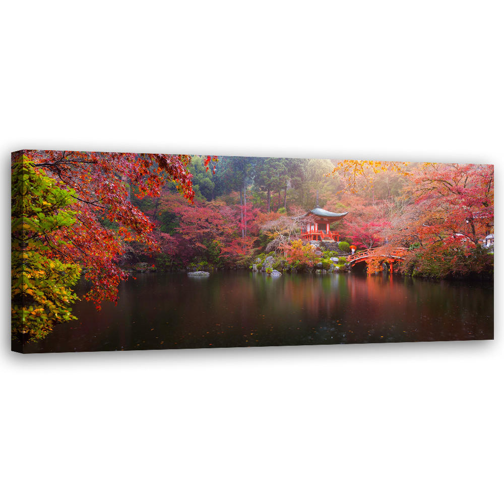 WANDBILD japanische landschaft natur - Rot, Textil (90/30cm) - Feeby