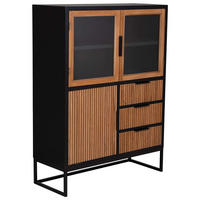VITRINE mit 3 türen und 3 schubladen, holz, 100x40x135 cm - Braun, Holz (100/136/40cm) - Wanderlust
