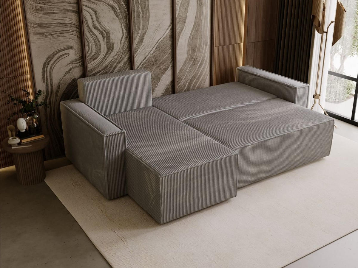 ECKSOFA Prato L Grau - Schwarz/Grau, Holz/Textil (253/145cm) - Graingold