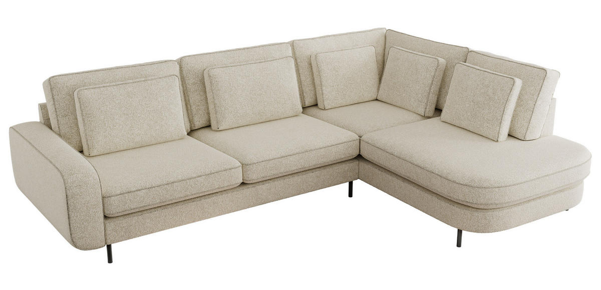 ROHOVÁ SEDAČKA CALENO L - Krémová Strukturovaná látka - Levá Strana - černá/krémová, kov/textil (317/225cm) - MKS