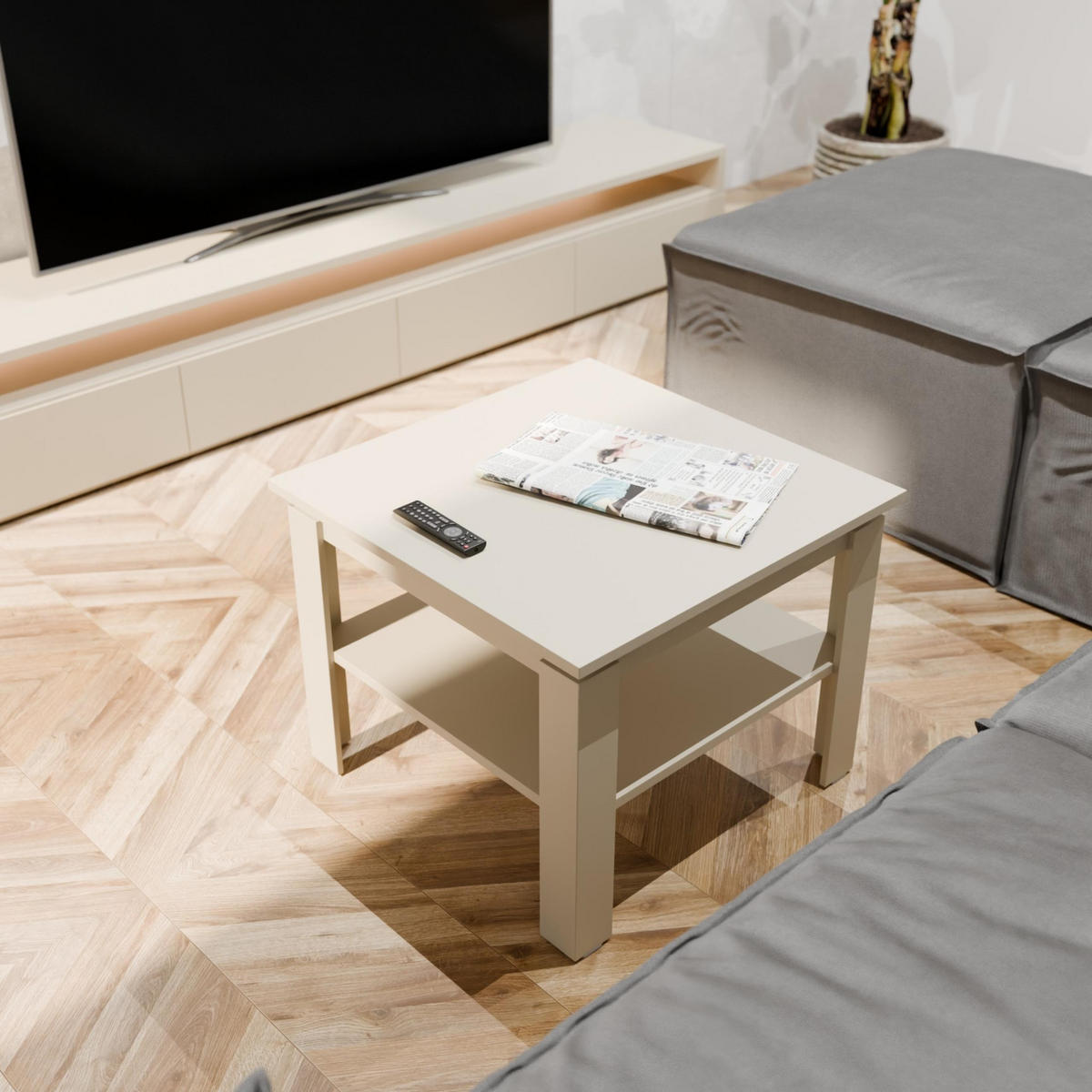 COUCHTISH CR3-STERN-55 Kaschmir 55/55/43 cm - Kaschmir, Holzwerkstoff (55/55/43cm)