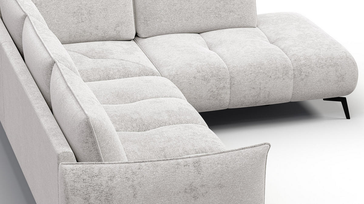 ECKSOFA AERA 5-Sitzer rechts, ecru - Ecru/Schwarz, Holz/Textil (268/206cm) - Courtois Laville