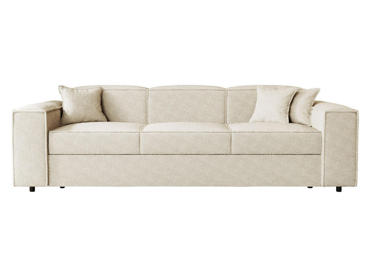 SCHLAFSOFA Santos Boucle - Schwarz/Naturfarben, Holzwerkstoff/Kunststoff (252/79/88cm) - MIRJAN24