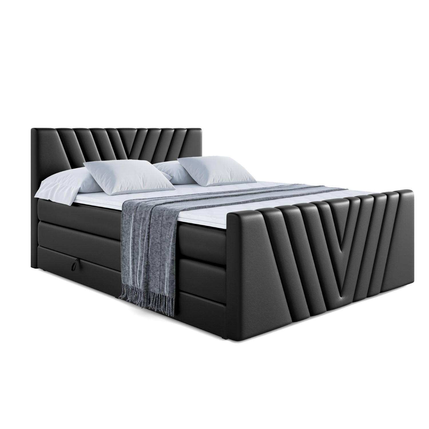 ALTDECOR POSTEL boxspring ERNINA-Z KING – 120 × 200 – H3/H4 – vysoce lesklá černá