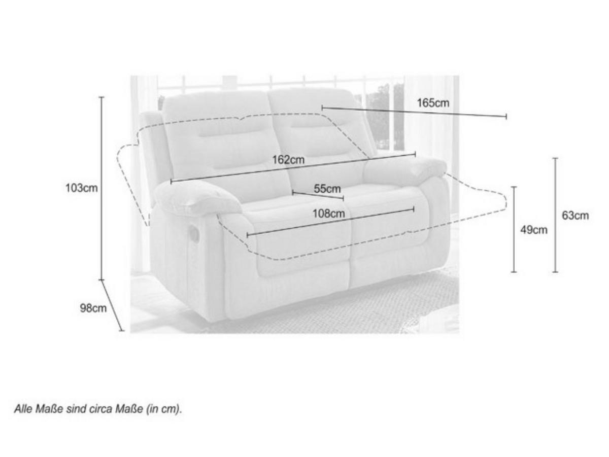 2-SITZER-RELAXSOFA Federkern, Liegefunktion verstellbar durch halbautomatische Relaxfunktion B162/T98/H103 cm, Chenille Grau / 15502 - Schwarz/Grau, Textil (162/103/98cm) - luma-home