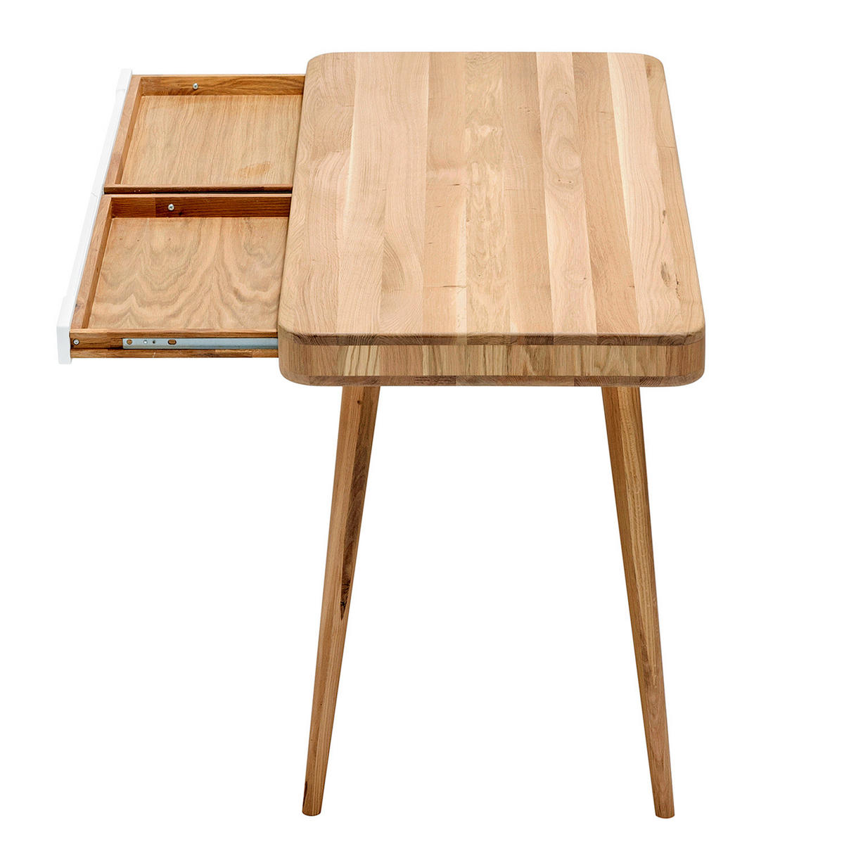 SCHREIBTISCH - Wildeiche teilmassiv, Weiß / Wildeiche - Eichefarben, Holzwerkstoff (60/140/75cm) - home24