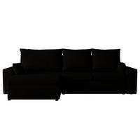 ECKSOFA Paco mit Bettkasten und Schlaffunktion, L-Form/XL-Form, Velourstoff, Universal - Schwarz, Holzwerkstoff (276/145cm) - 4ALL HOME