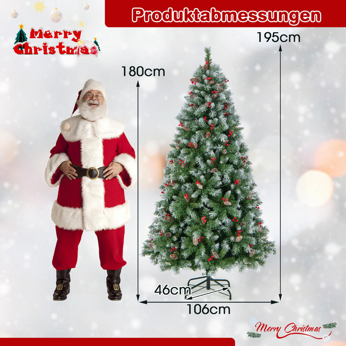 WEIHNACHTSBAUM 180cm Weiß - Grün, Kunststoff (180cm) - COSTWAY