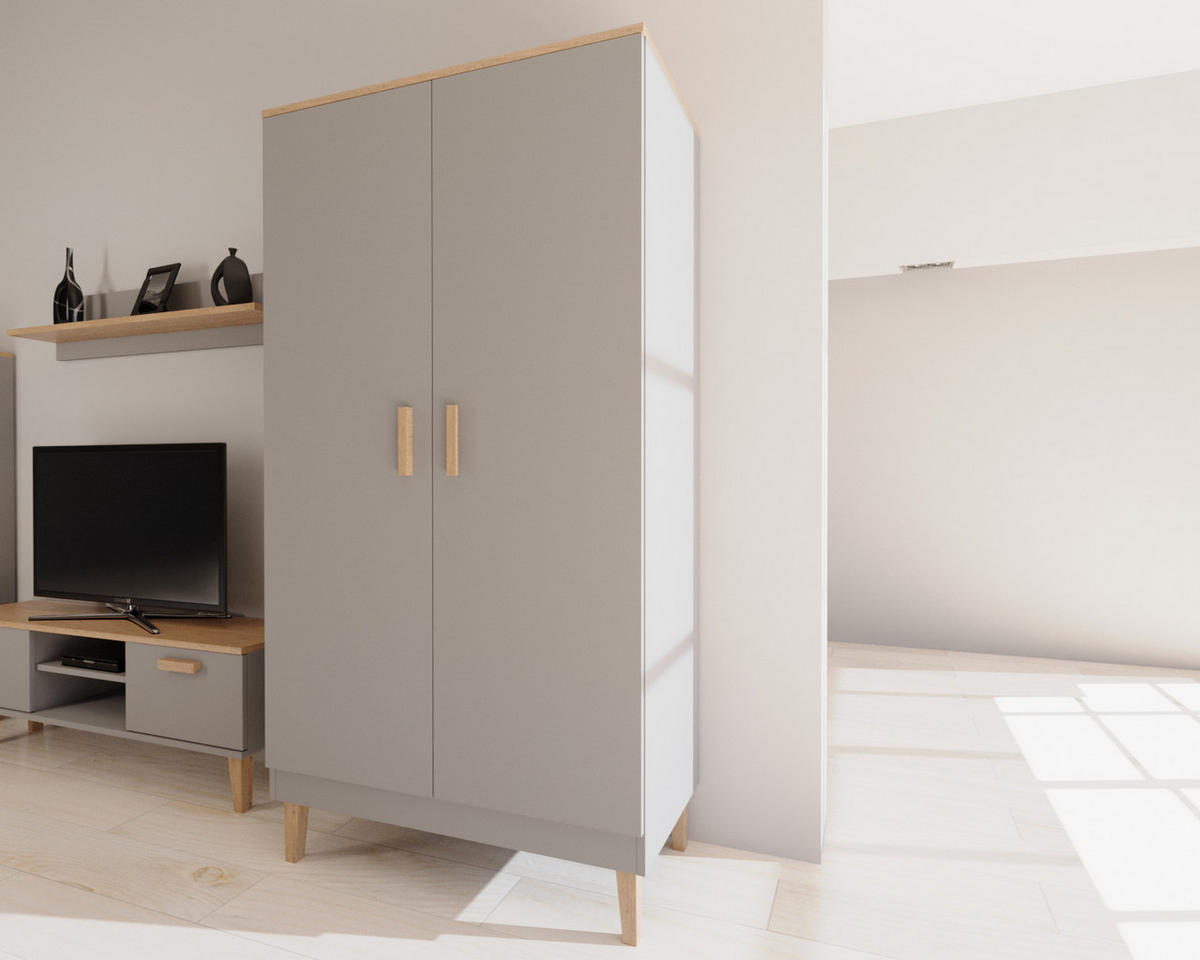 DREHTÜRENSCHRANK Denver - Grau, Holzwerkstoff (100/184/55cm) - RAUMHIRSCH FURNITURE