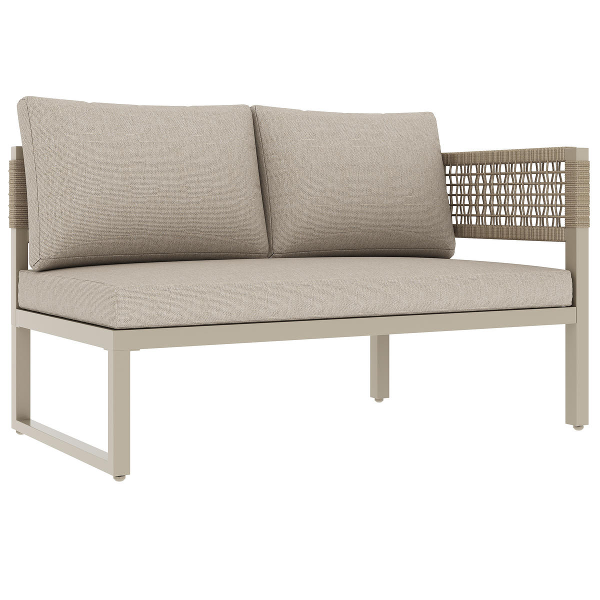 LOUNGEGARNITUR aus Metall & Kunststoffholz 110x58x78cm Beige - Beige, Metall - Modfu