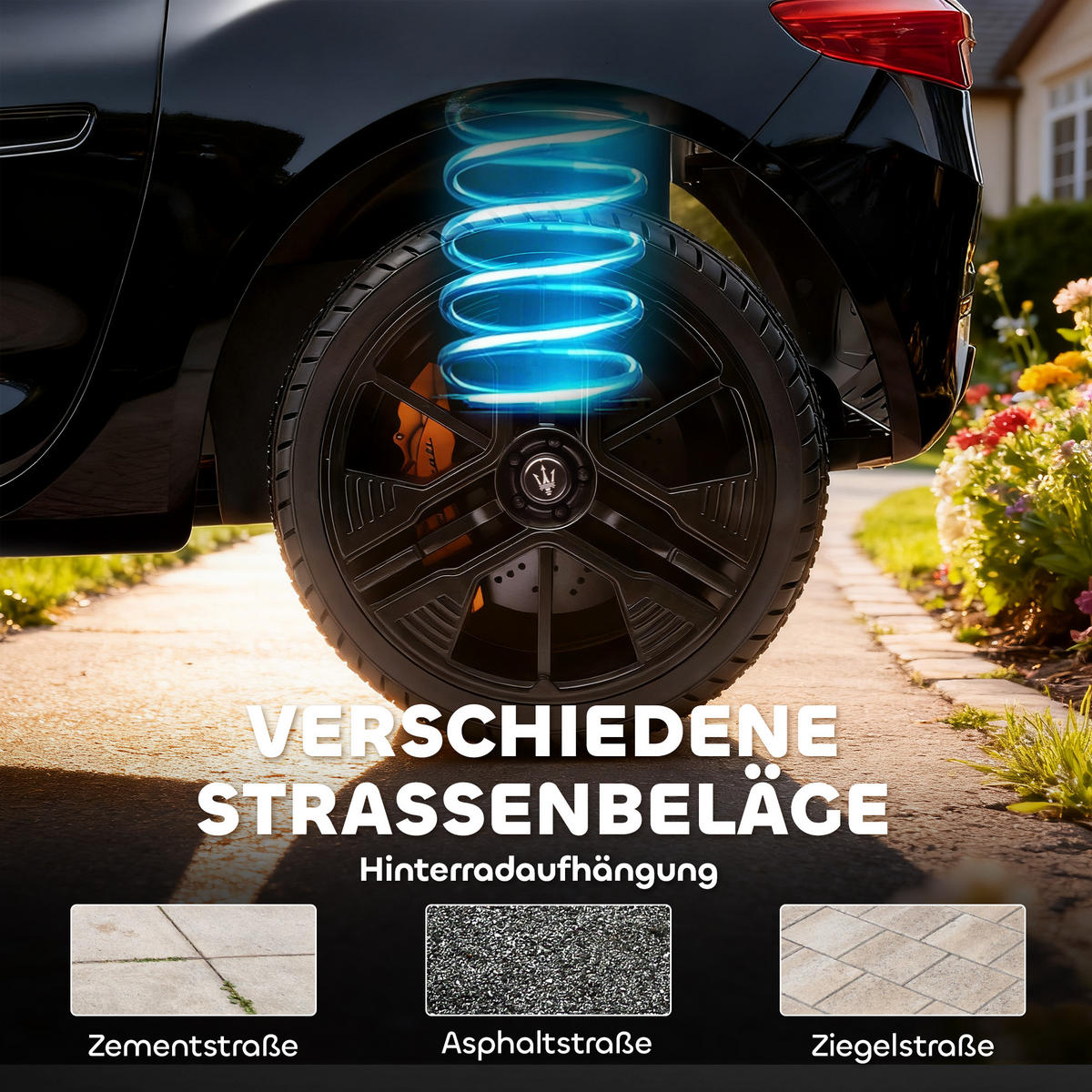 ELEKTROAUTO DE-06177 2-Sitzer mit Fernbedienung und LED Schwarz - Schwarz, Kunststoff/Metall (120/72/50cm) - ComfortXL