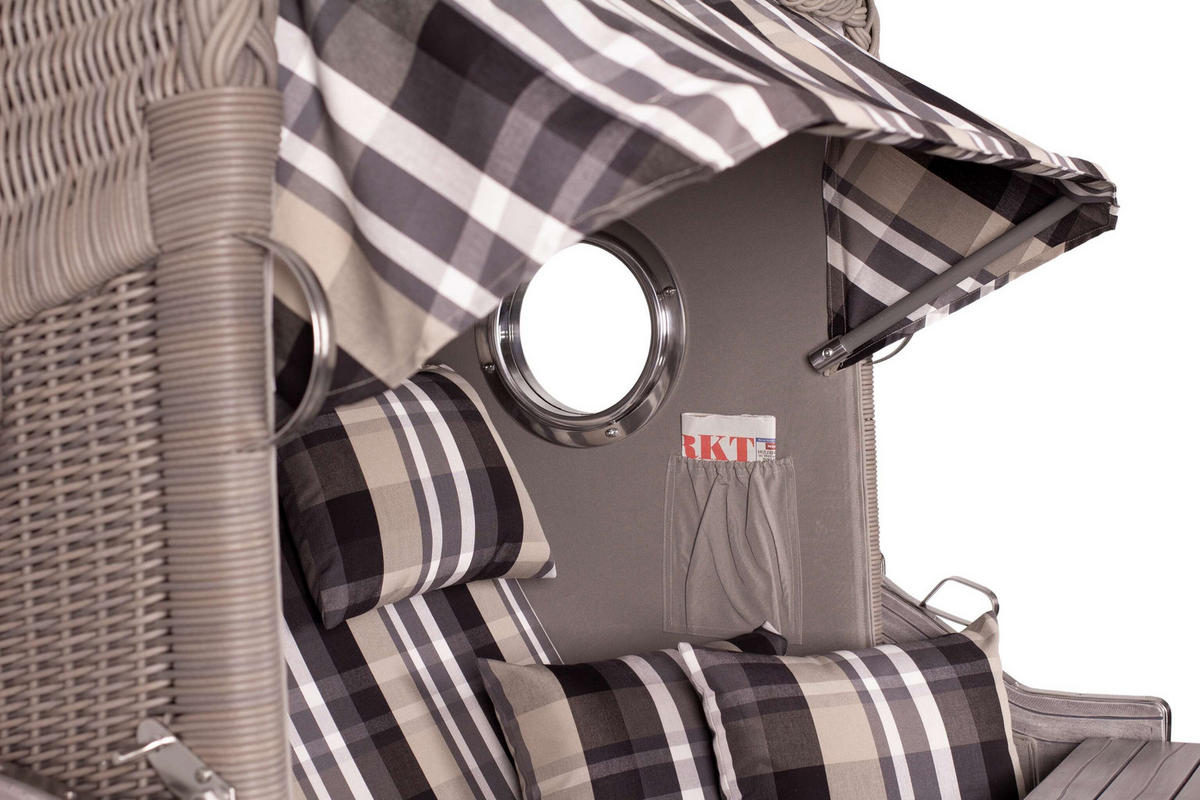 STRANDKORB Düne Koboo Grau Bullaugen - Braun/Grau, Metall (125/170/80cm) - Mr. Deko
