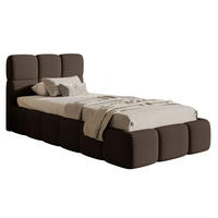 POLSTERBETT Cloudy Braun Bouclé, Bettkasten & Lattenrost, 90x200 cm - Schwarz/Braun, Kunststoff/Textil (90/200cm) - Selsey