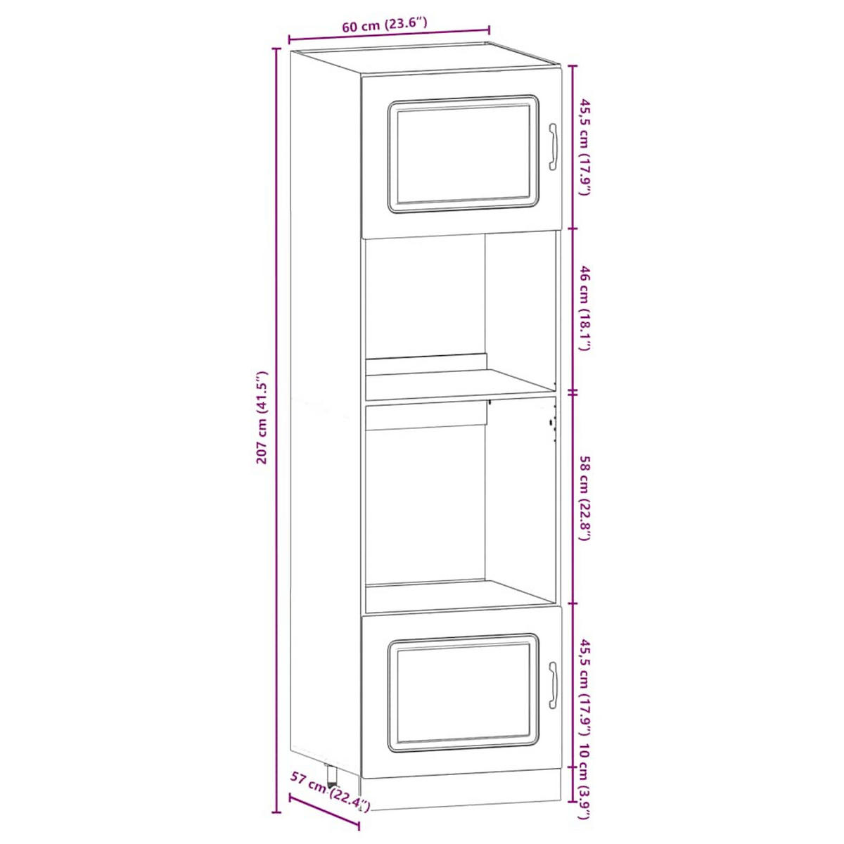 7-TLG. KÜCHENSCHRANK-SET KALMAR SCHWARZ HOLZWERKSTOFF - Silberfarben/Schwarz, Holz (46/81.5/80cm) - vidaXL