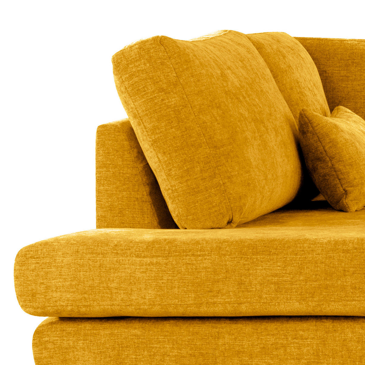 ECKSOFA mit Ottomane - Eichefarben/Gelb, Eichenholz/Textil (287/219cm) - home24