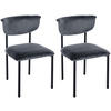 STUHL 2er Set Samt Dunkelgrau - Dunkelgrau, Textil/Metall (52/78/53cm) - CLP
