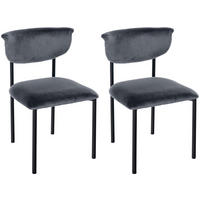 STUHL 2er Set Samt Dunkelgrau - Dunkelgrau, Textil/Metall (52/78/53cm) - CLP