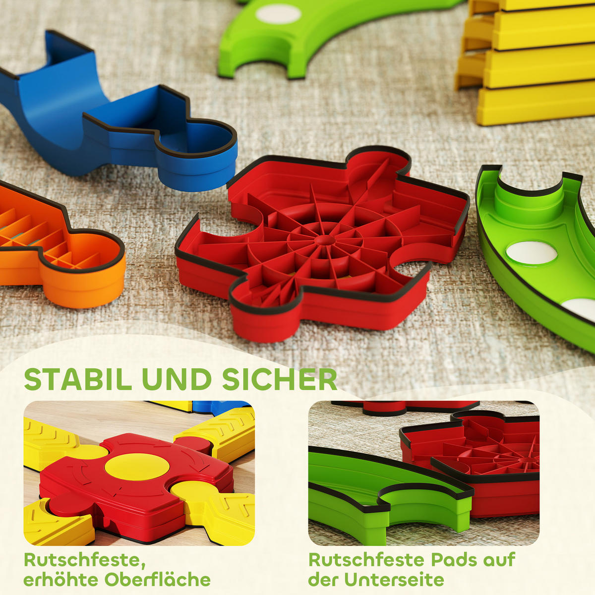 BALANCEBALKEN DE-10074 interaktives Gestell, rutschfest Bunt - Multicolor, Kunststoff (176/10.5/176cm) - ComfortXL
