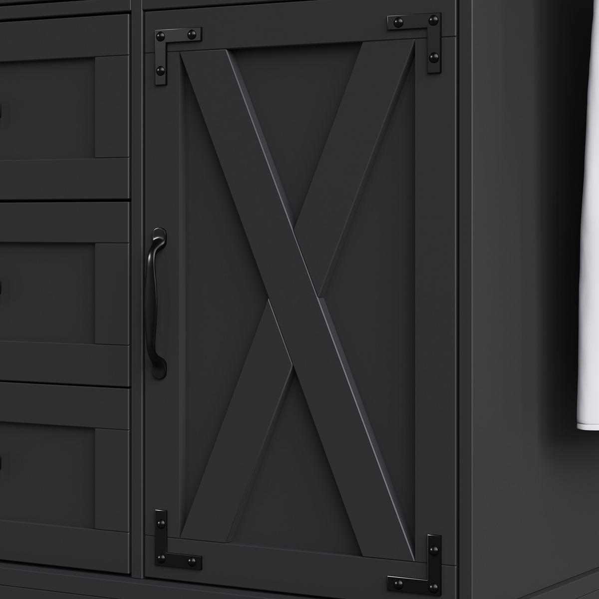 SERVIERWAGEN 147x44-70x93 cm aus MDF und Metall mit Klappfunktion und ausziehbarer Tischplatte, Metallverzierungen, schwarz - Schwarz, Holzwerkstoff (147/93/70cm) - Luhomfu