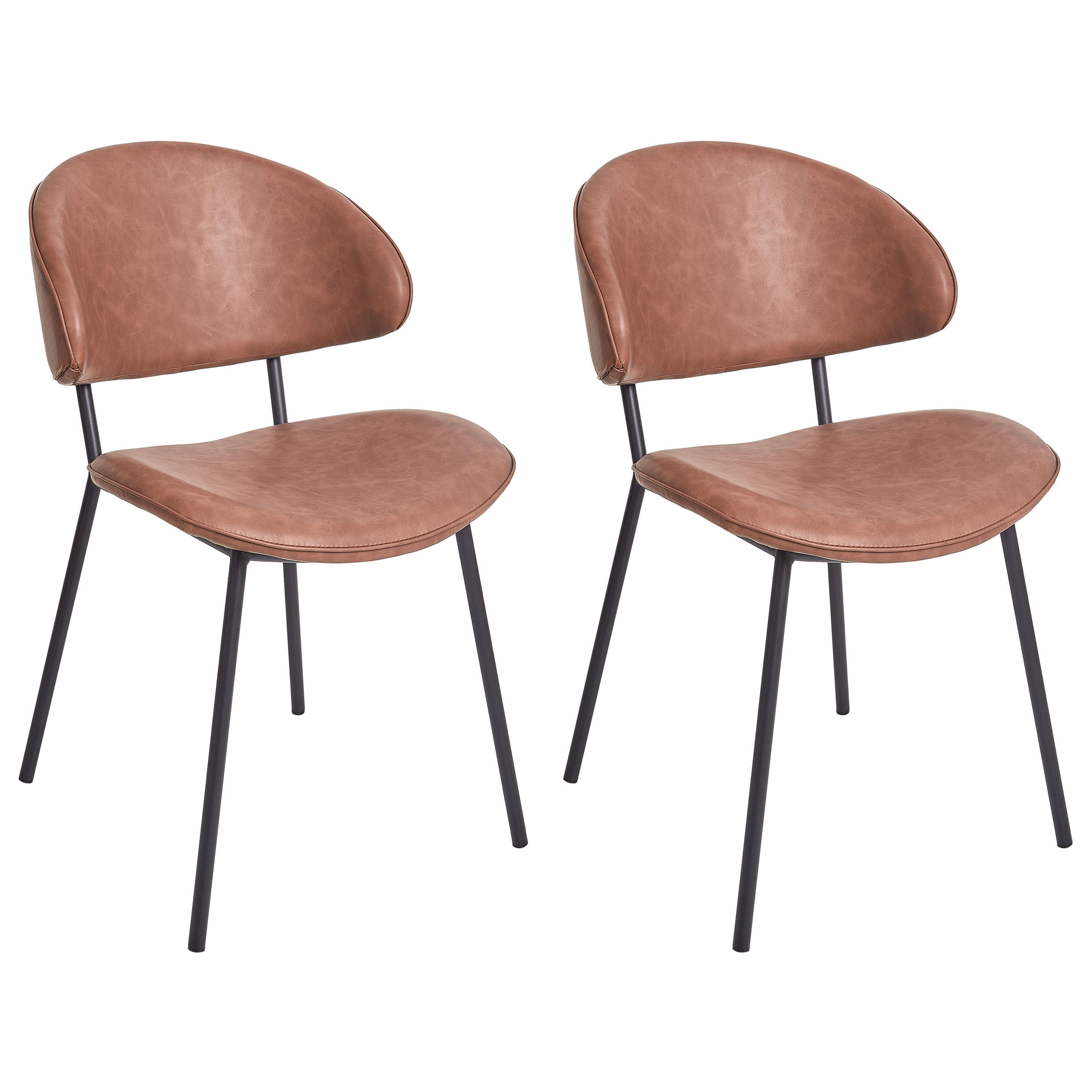 ESSZIMMERSTUHL 2er Set Kunstleder Braun Kiana - Braun, Kunststoff (50/81/59cm) - Beliani