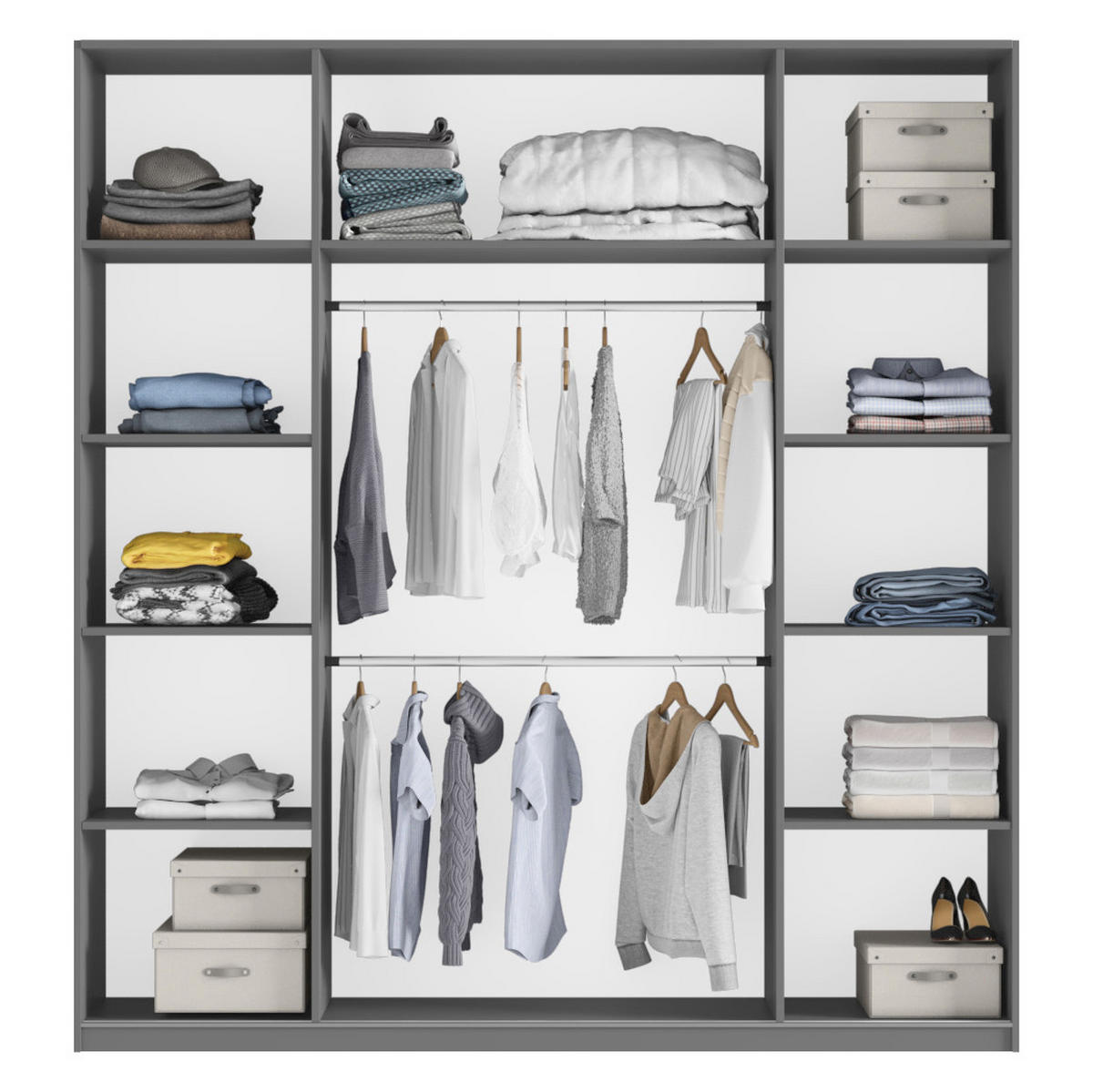 SCHWEBETÜRENSCHRANK Rossa mit 2 Türen und Spiegel, 200 cm, Platinfarben - Platinfarben, Holzwerkstoff (200/244/65cm) - Beautysofa