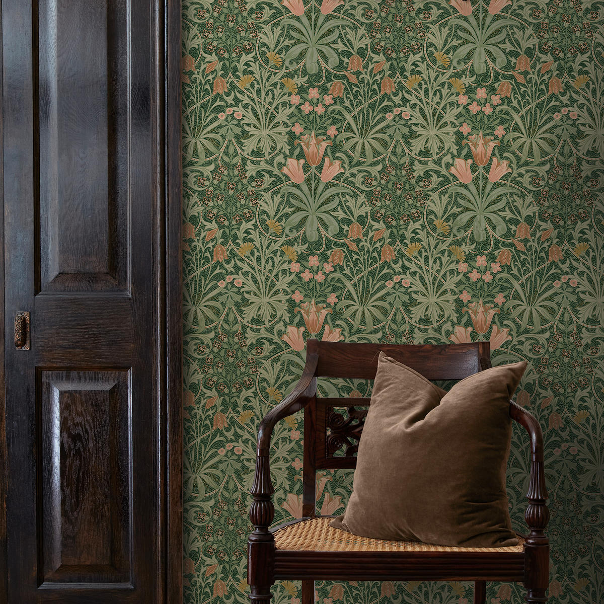 VLIESTAPETE Waldunkräuter 1000x52cm - Dunkelgrün, Papier/Kunststoff (52/1000cm) - William Morris at Home