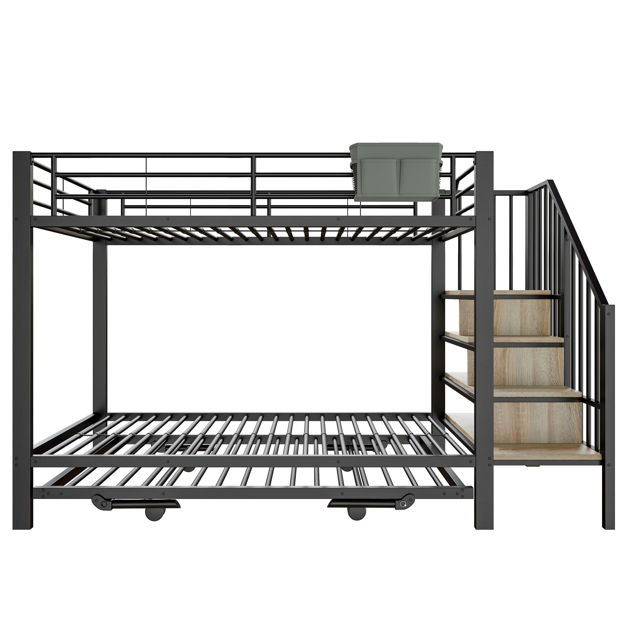 ETAGENBETT Eisen Schwarz - Schwarz, Metall - Raumix