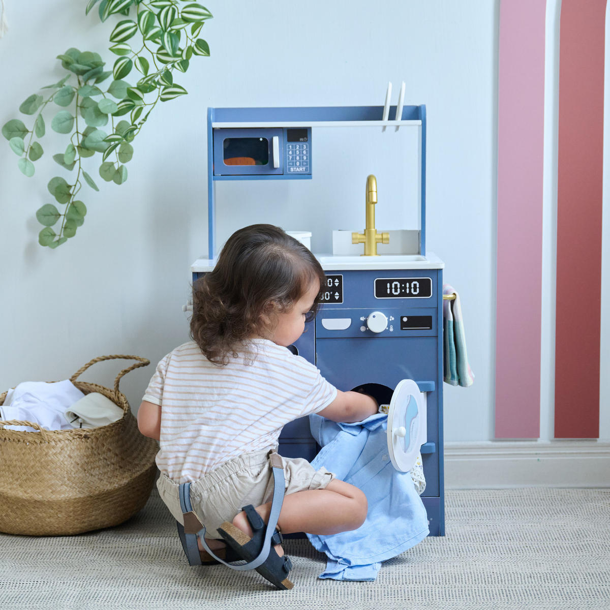 KINDERKÜCHE Spielküche, Blau, 79cm - Blau, Holzwerkstoff (51/31/79cm) - Teamson Kids