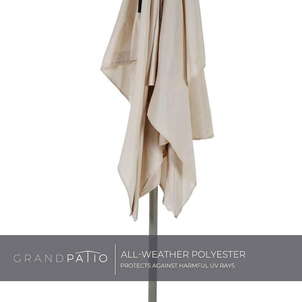 SONNENSCHIRM rechteckig 183 cm x 134 cm mit Druckknopfneigung UV-Schutz 50+ - Beige, Textil (183/183cm)