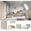 JUGENDZIMMER Laris Set C mit Bett 120 x 200 - Sandbeige / Eiche geölt - Eichefarben/Beige, Holzwerkstoff/Metall (145/195/50cm) - QMM TraumMöbel