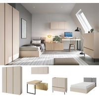 JUGENDZIMMER Laris Set C mit Bett 120 x 200 - Sandbeige / Eiche geölt - Eichefarben/Beige, Holzwerkstoff/Metall (145/195/50cm) - QMM TraumMöbel