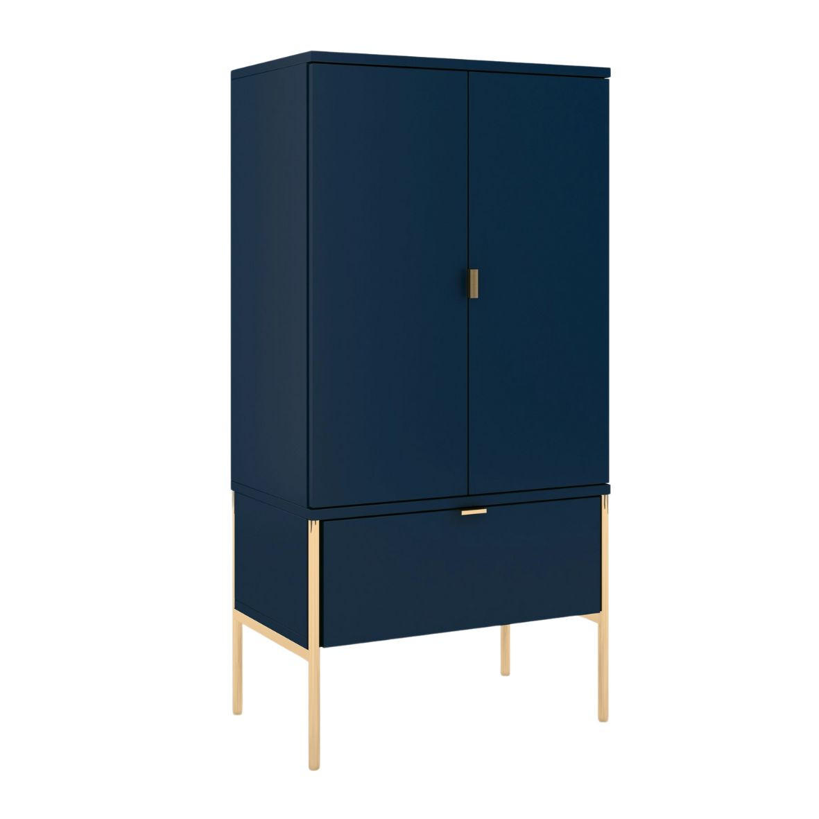 HIGHBOARD Polka, Marineblau, Goldene Details - Goldfarben/Dunkelblau, Holzwerkstoff/Metall (60/120/37cm) - Skandica