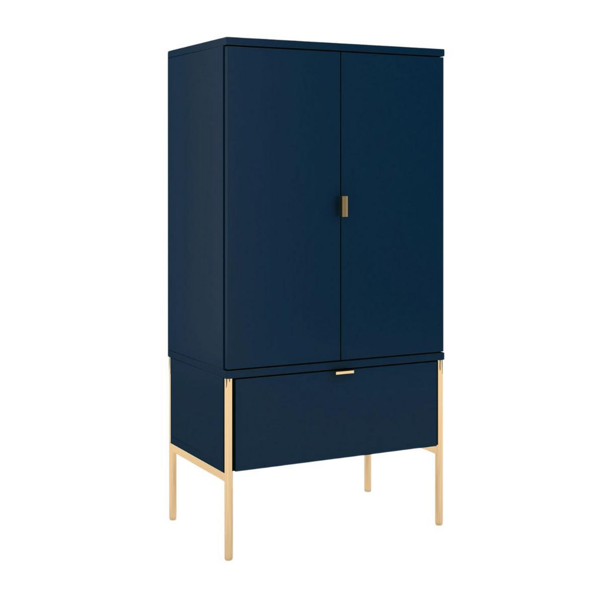 HIGHBOARD Polka, Marineblau, Goldene Details - Goldfarben/Dunkelblau, Holzwerkstoff/Metall (60/120/37cm) - Skandica