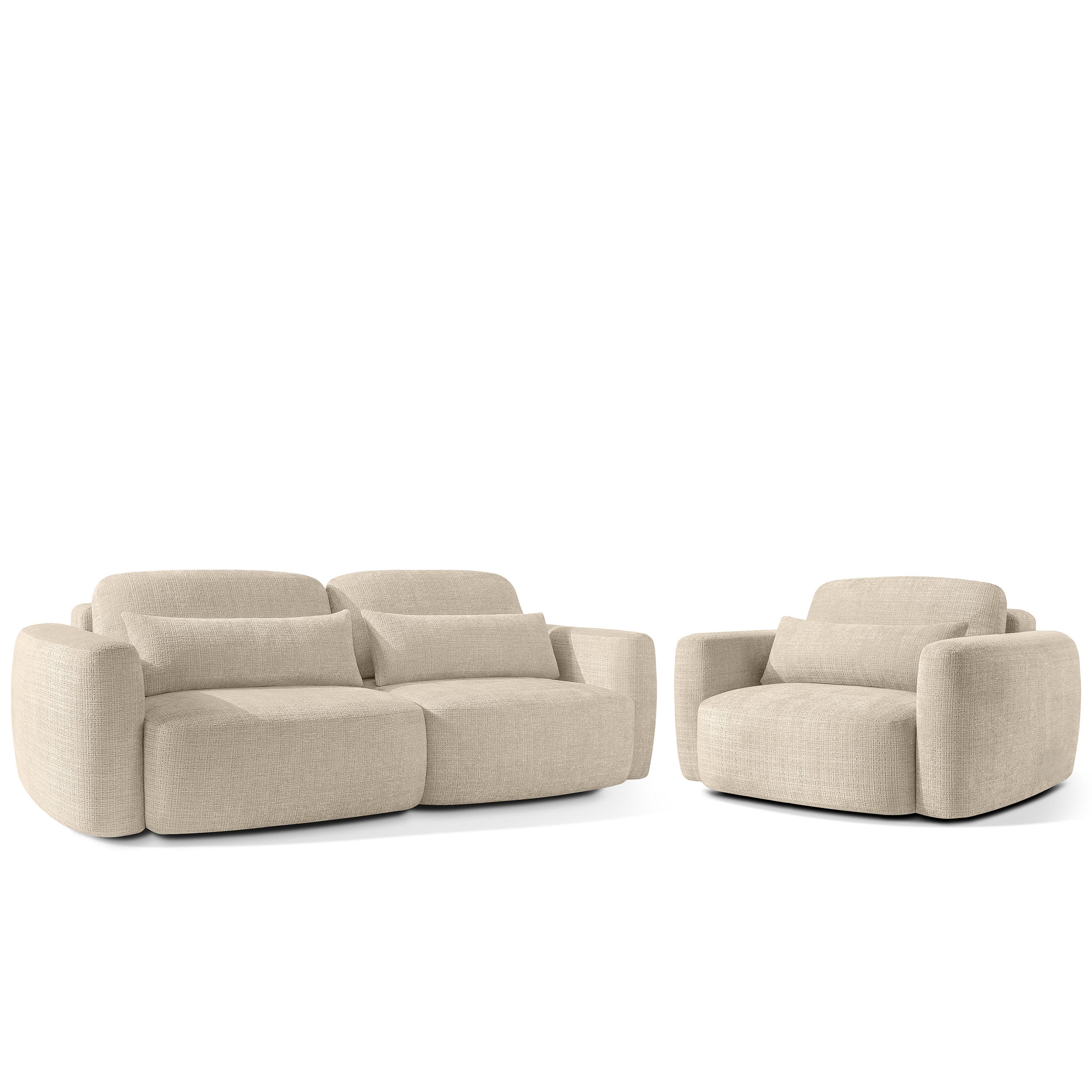 SITZGARNITUR ELOSA - Creme, Holz/Textil (245/85/115cm) - KONSIMO®