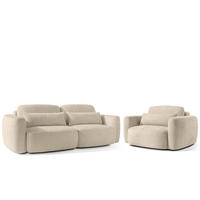 SITZGARNITUR ELOSA - Creme, Holz/Textil (245/85/115cm) - KONSIMO®