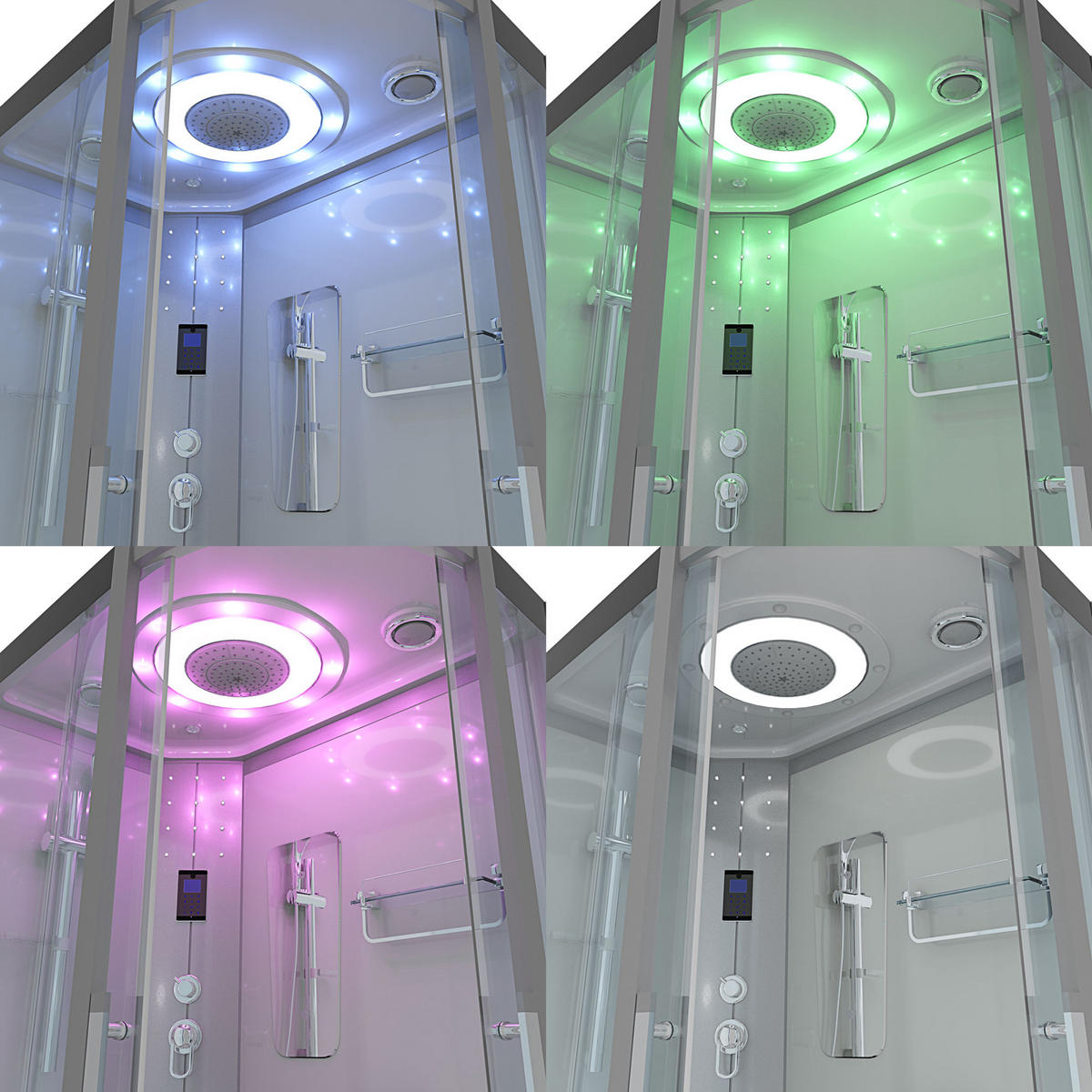 DUSCHE Dampfdusche D60-70T2R-EC Weiß 80x120 - Weiß, Glas/Kunststoff (80/120/215cm) - AcquaVapore by Sandra Jentho