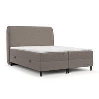 BOXBETT Lunaro 140/200 cm Beige im Bubble Stoff - Beige/Schwarz, Holz/Holzwerkstoff (140/200cm) - AltaBeds