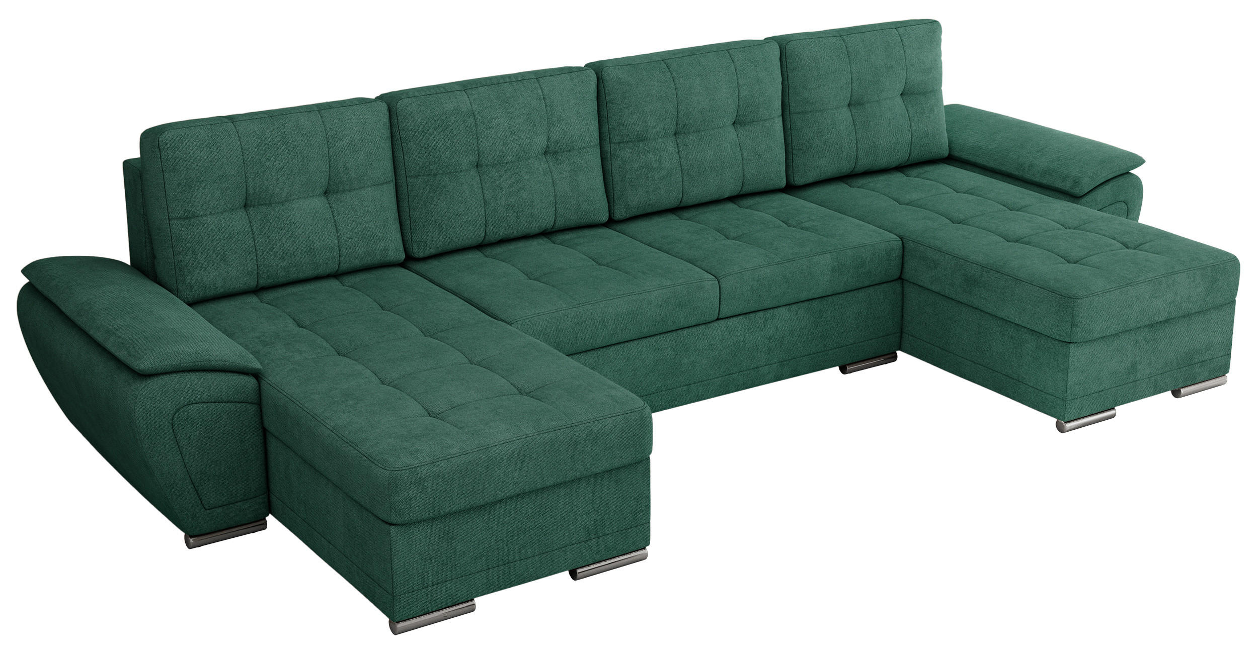 WOHNLANDSCHAFT UMBRIA U Grün Stukture - Grau/Grün, Textil/Metall (336/85/157cm) - MKS