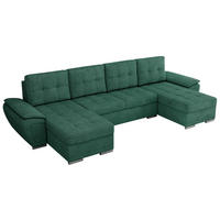 WOHNLANDSCHAFT UMBRIA U Grün Stukture - Grau/Grün, Textil/Metall (336/85/157cm) - MKS