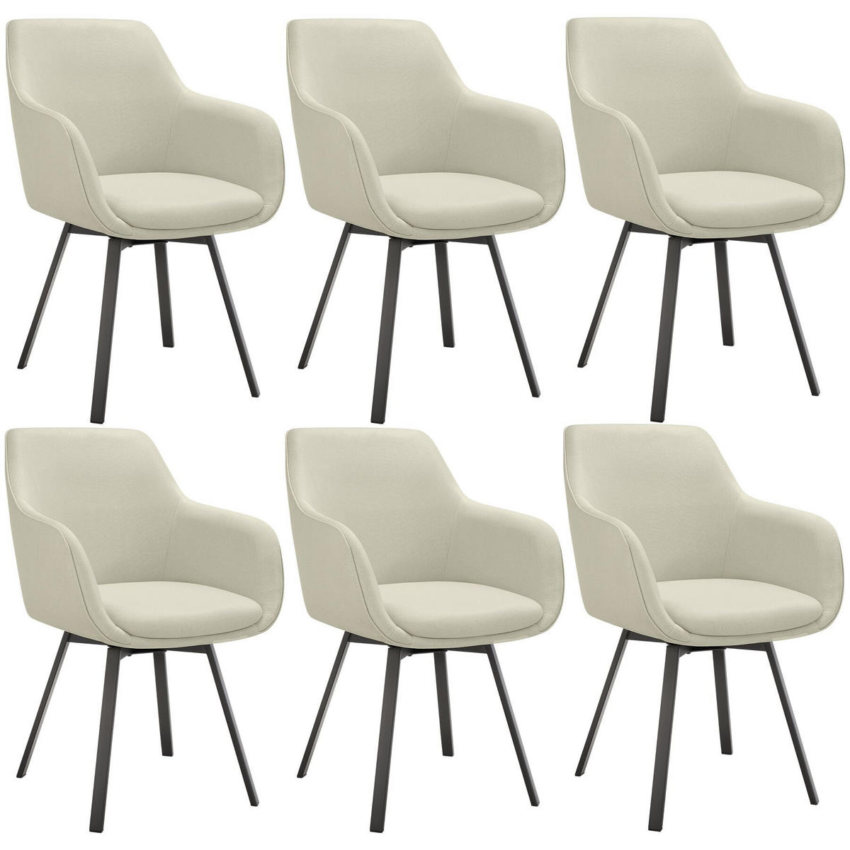 ARMLEHNSTUHL drehbarer 6er Set Alicon 57 x 59 x 88 cm greige - Greige, Textil (57/88/59cm) - tectake